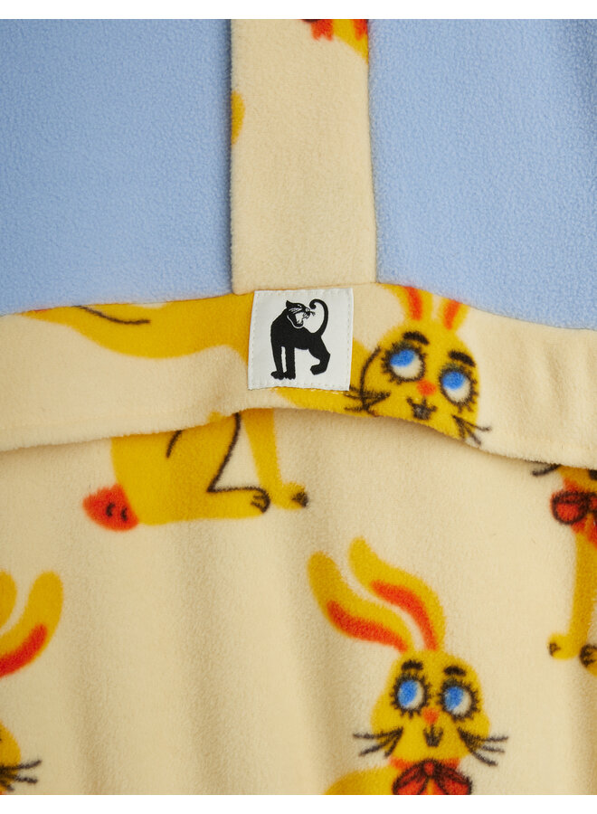 Mini Rodini - Rabbits aop fleece halfzip sweater - Yellow