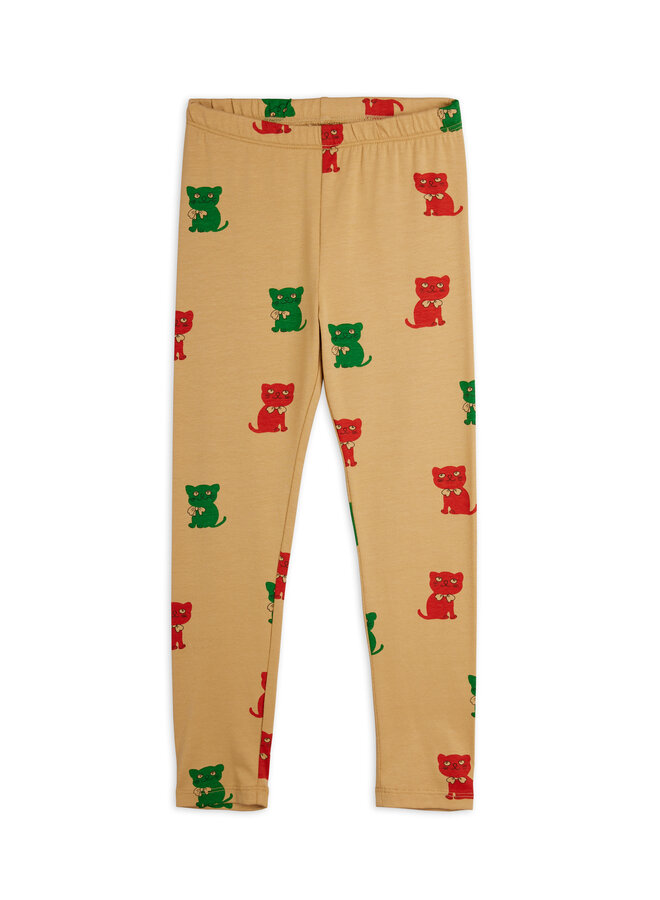 Mini Rodini - Kittens aop leggings - Beige