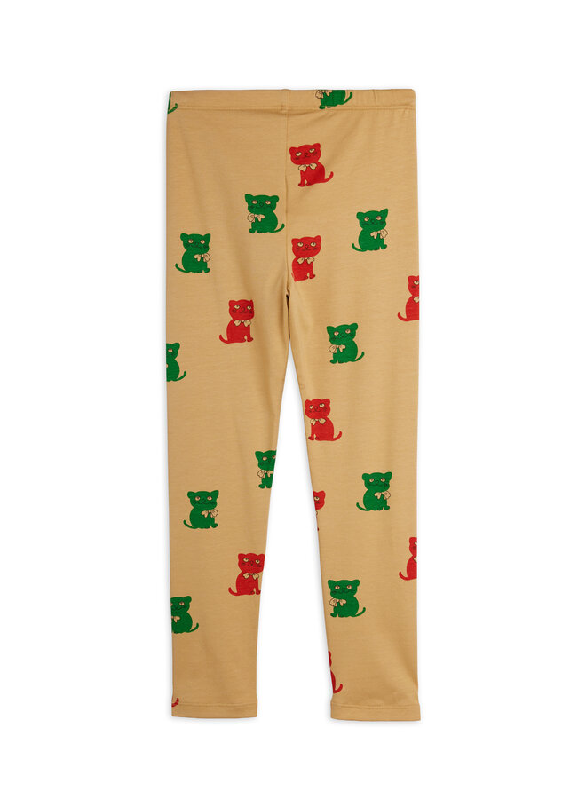 Mini Rodini - Kittens aop leggings - Beige