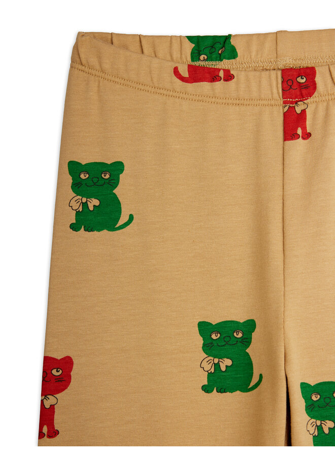 Mini Rodini - Kittens aop leggings - Beige