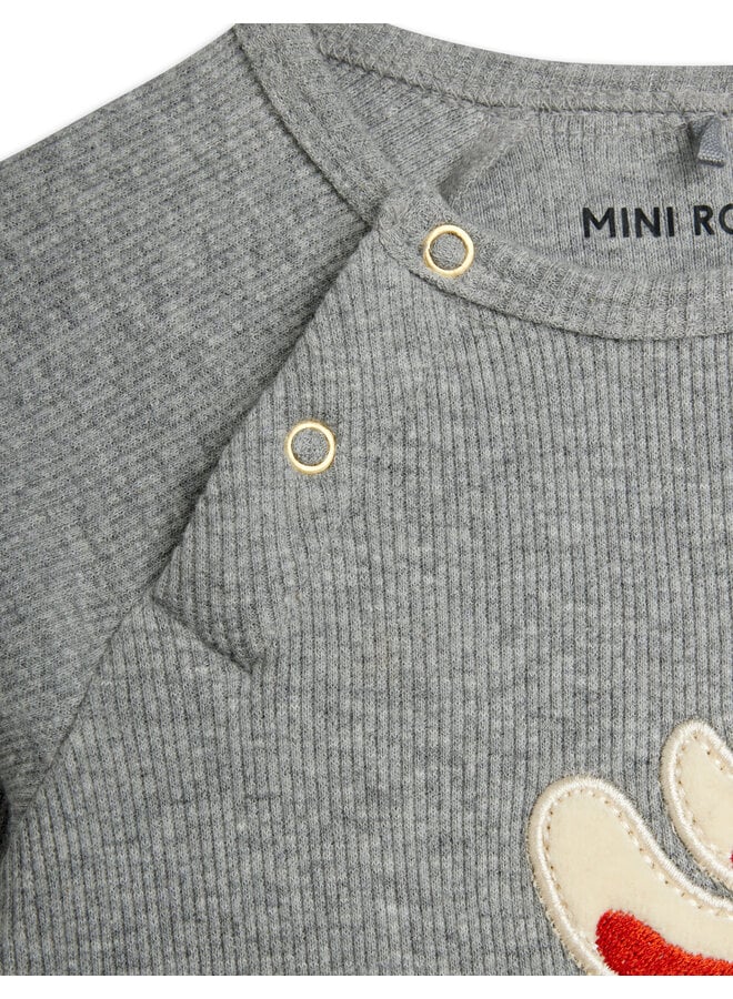 Mini Rodini - Rabbit application ls body - Grey melange