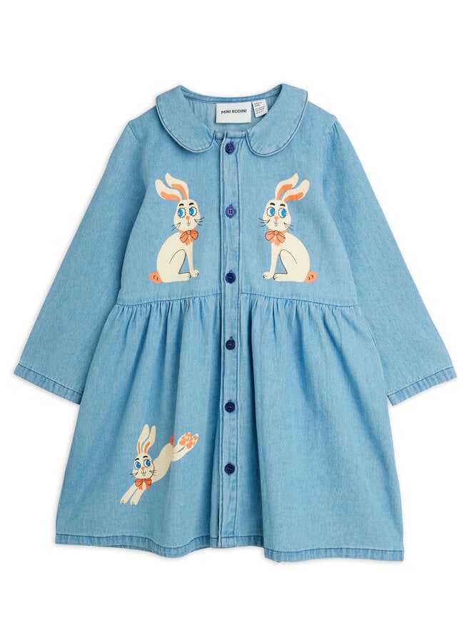 Mini Rodini - LW denim rabbit sp woven dress - Blue
