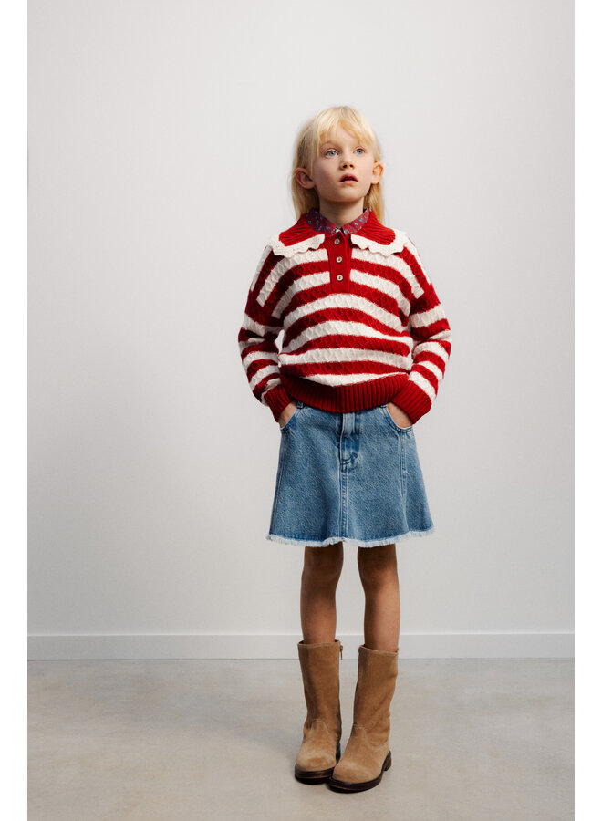 The New Society - Ridge denim skirt - Mid blue denim