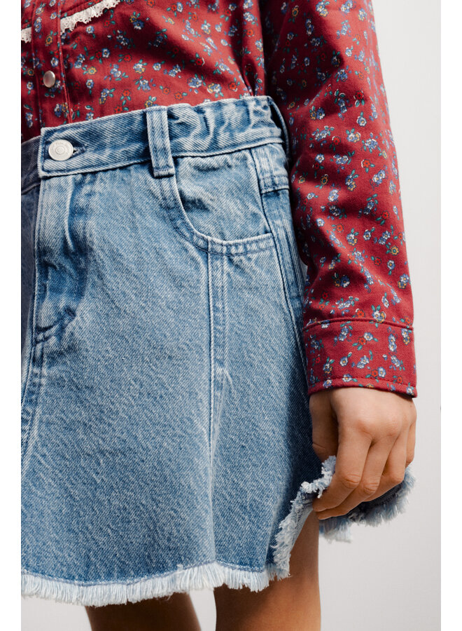 The New Society - Ridge denim skirt - Mid blue denim