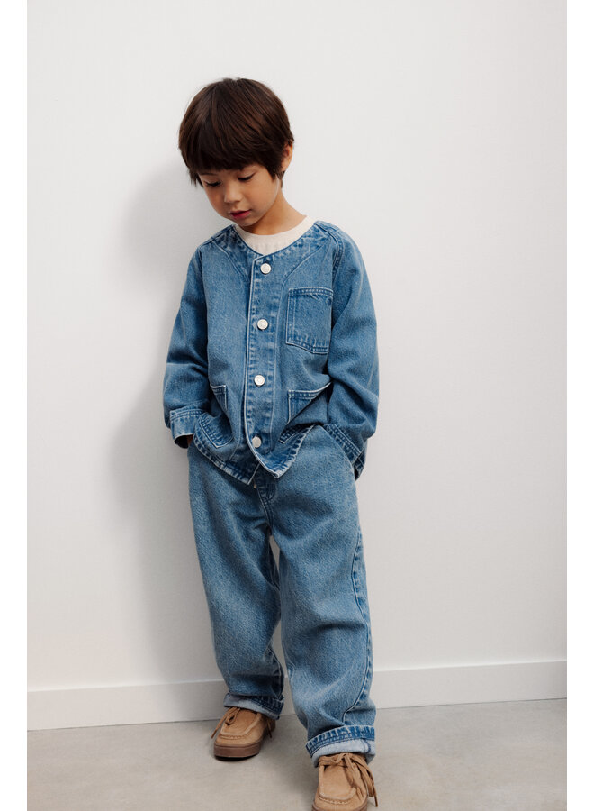 The New Society - Ridge denim trouser - Mid blue denim