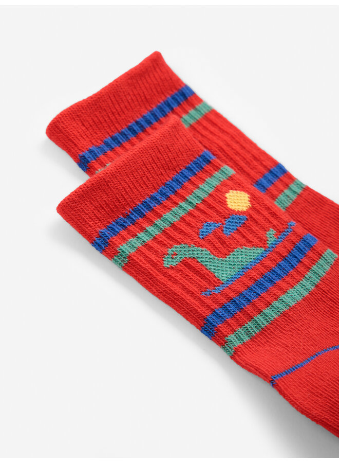 Bobo Choses - Lake monster short socks - Red