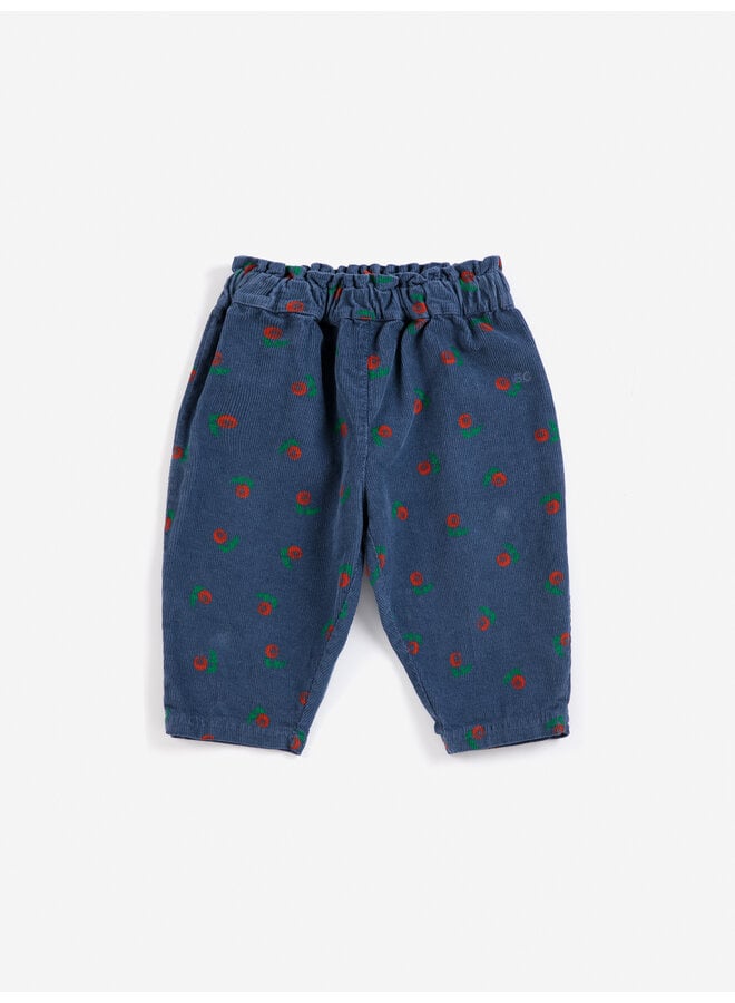 Stamp bloom all over corduroy pants - Navy blue