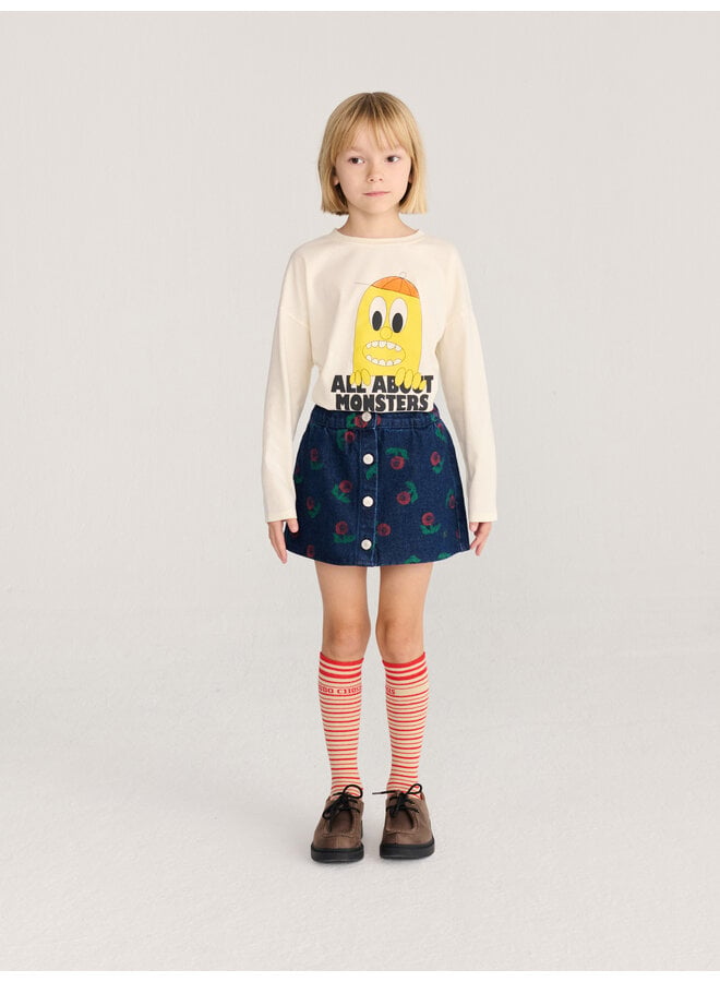 Bobo Choses - Stamp bloom all over denim skirt - Navy blue