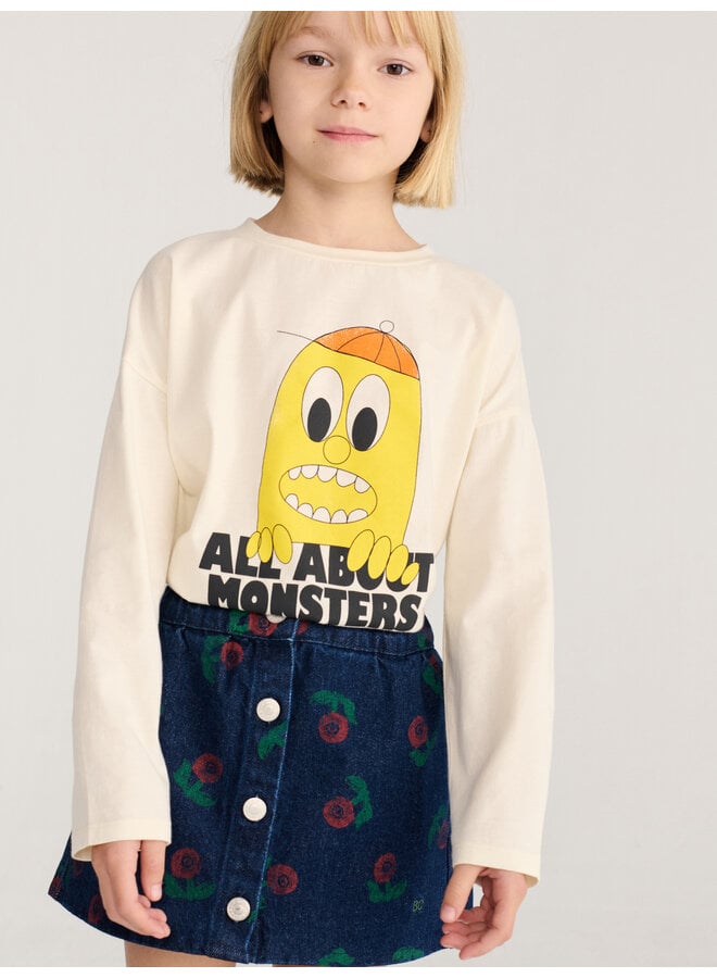 Bobo Choses - Stamp bloom all over denim skirt - Navy blue