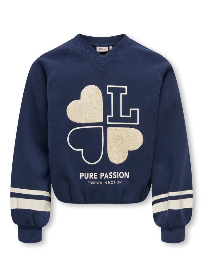 Kids Only - Coletta v-neck print sweat - Navy blazer love