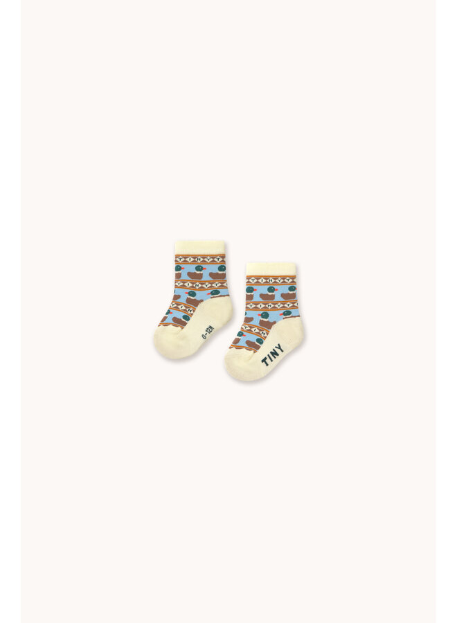 Tiny Cottons - Tiny ducks medium socks - Dusty yellow