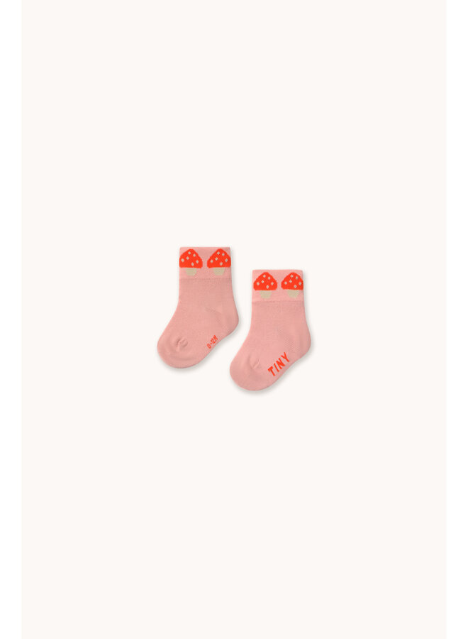 Tiny Cottons - Mushrooms quarter socks - Wild rose
