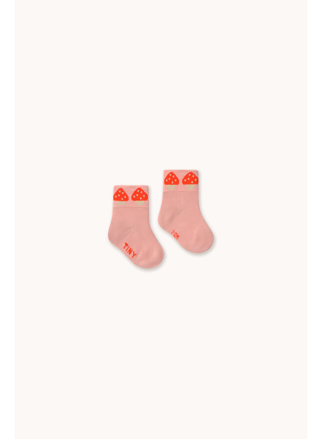 Tiny Cottons - Mushrooms quarter socks - Wild rose