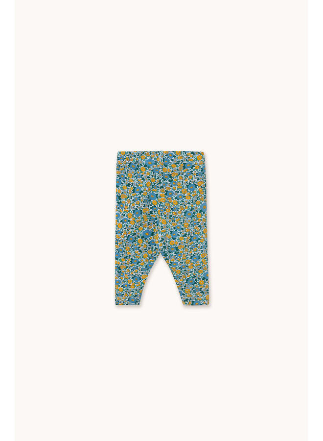 Tiny Cottons - Flower pattern rib baby pant - Washed blue