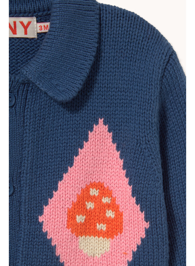 Tiny Cottons - Mushrooms diamonds baby cardigan - Stone