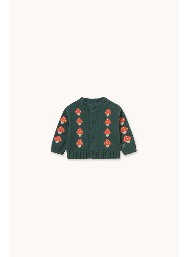 Mini mushrooms baby cardigan - Dark emerald