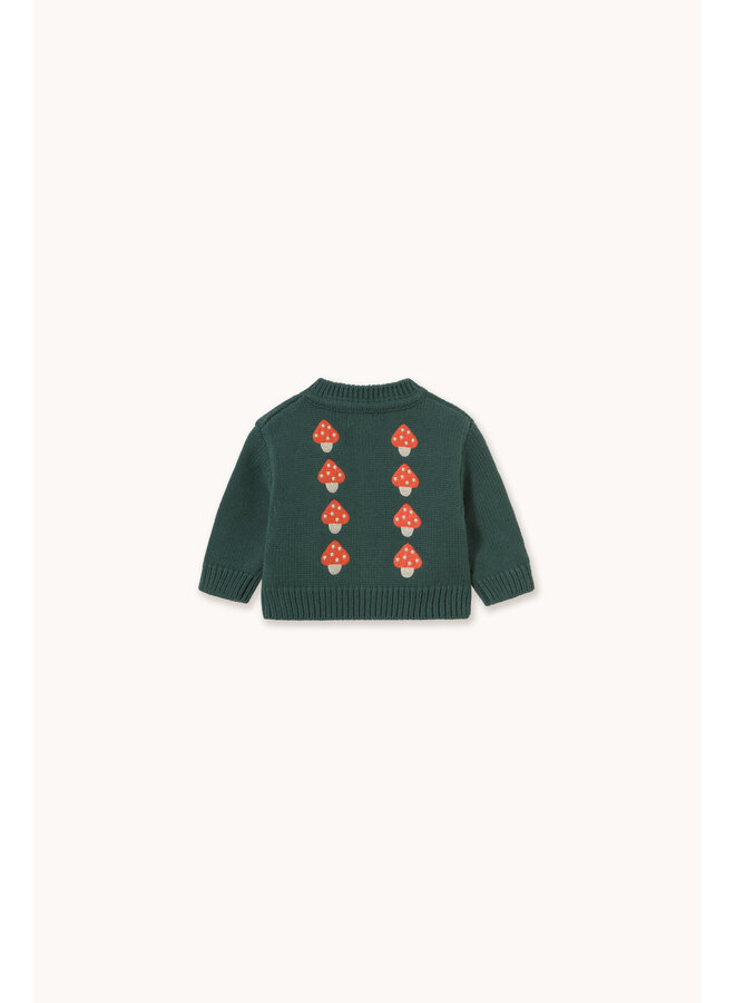 Tiny Cottons - Mini mushrooms baby cardigan - Dark emerald