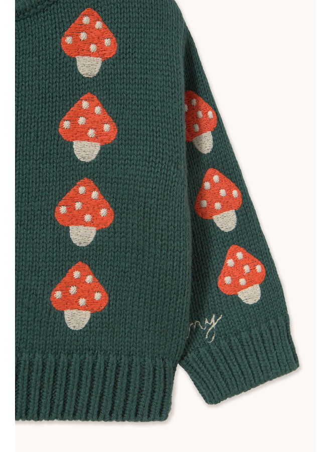 Tiny Cottons - Mini mushrooms baby cardigan - Dark emerald