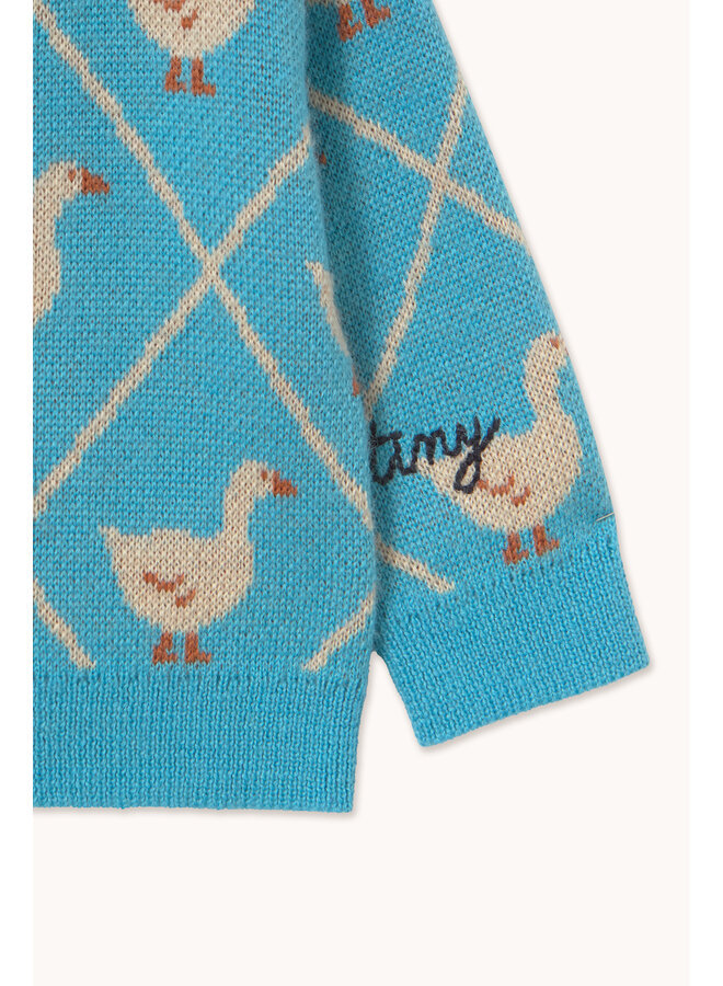 Tiny Cottons - Swans baby cardigan - Cyan