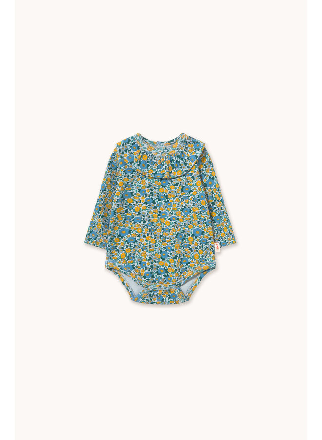 Flower pattern rib body - Washed blue