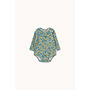 Tiny Cottons - Flower pattern rib body - Washed blue