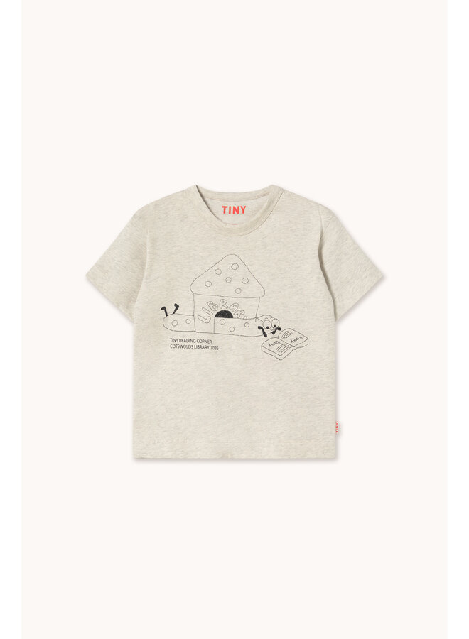 Library graphic tee - Cream heather
