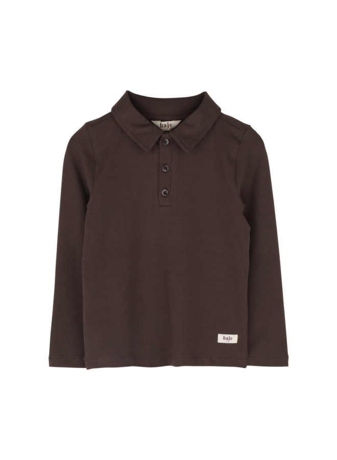 Baje Studio - Nikolai longsleeve polo - Brown choco
