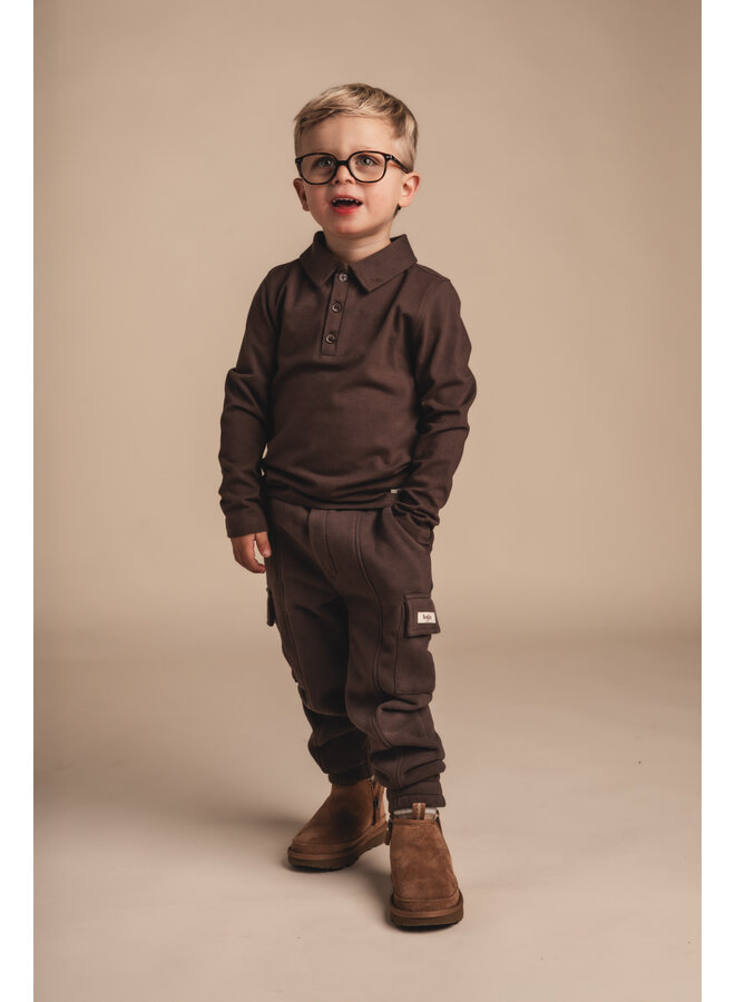 Baje Studio - Nikolai longsleeve polo - Brown choco