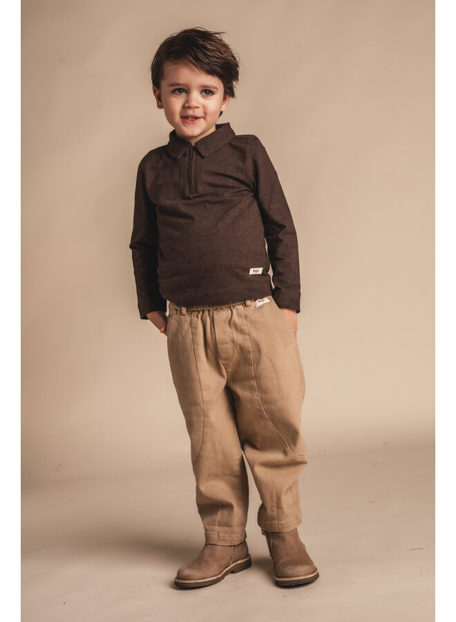 Baje Studio - Ferry longsleeve polo - Brown choco