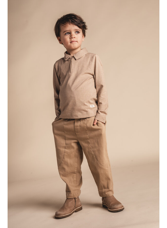 Baje Studio - Ferry longsleeve polo - Taupe light