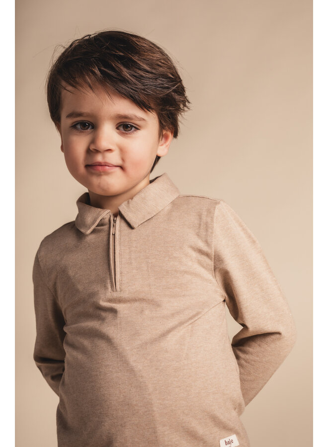 Baje Studio - Ferry longsleeve polo - Taupe light