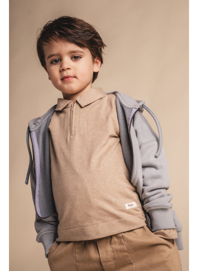 Baje Studio - Ferry longsleeve polo - Taupe light