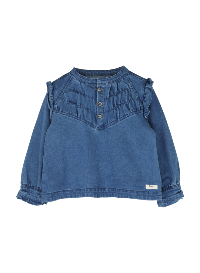 Reeza blouse longsleeve - Blue denim