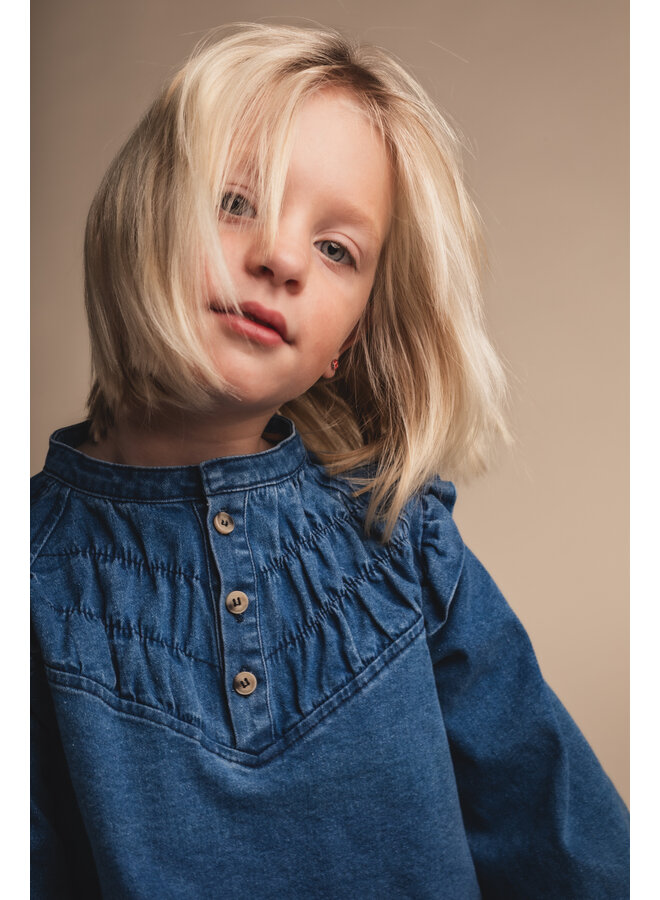 Baje Studio - Reeza blouse longsleeve - Blue denim