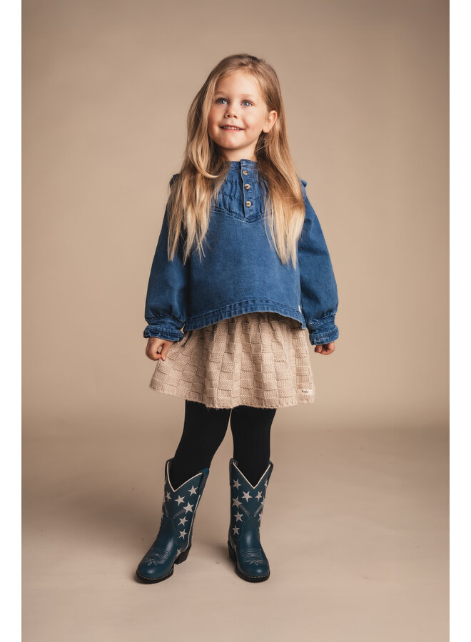 Baje Studio - Reeza blouse longsleeve - Blue denim