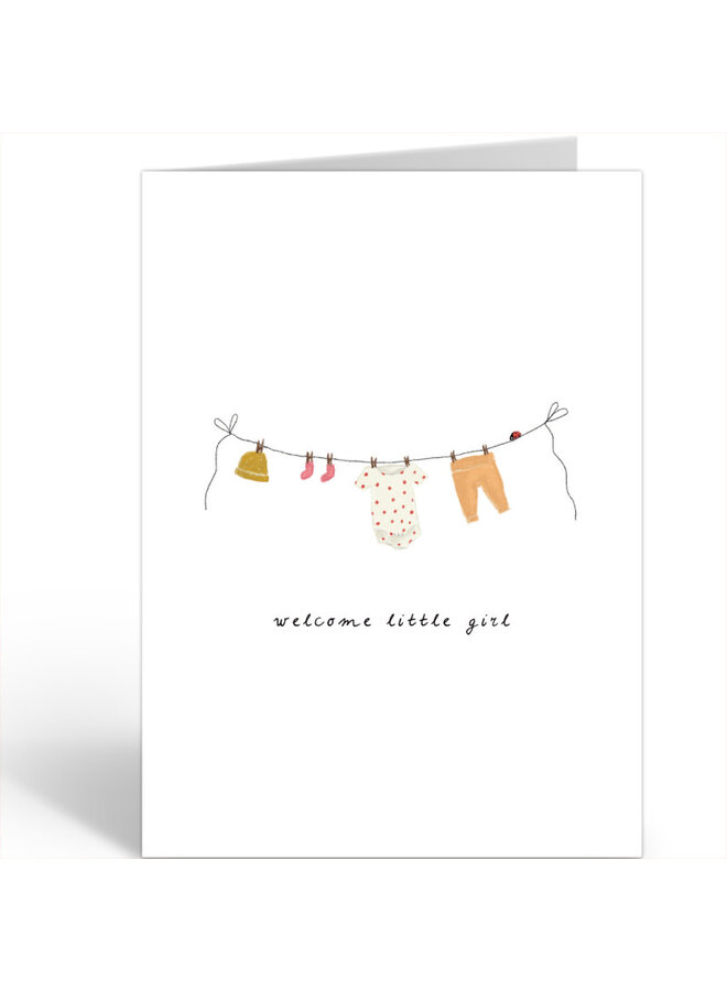 Nadine Illustraties - Kaart - Welcome little girl - Waslijn - A017