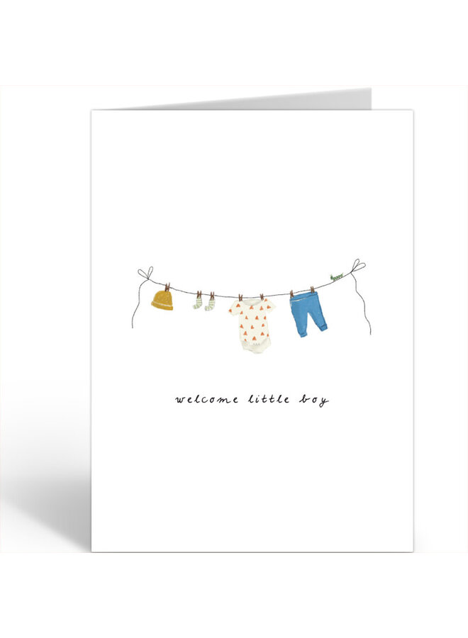 Nadine Illustraties - Kaart - Welcome little boy - Waslijn - A0014