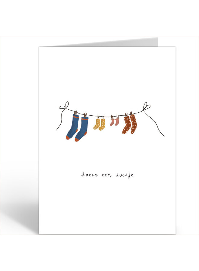Nadine Illustraties - Kaart - Hoera een zusje - Waslijn - A0037