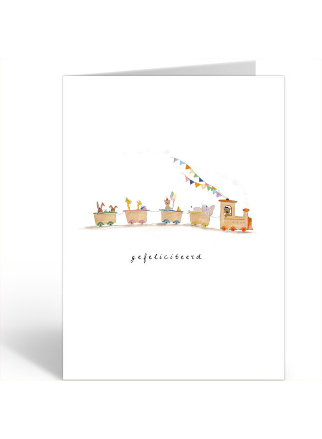 Nadine Illustraties - Kaart - Gefeliciteerd (trein) A174