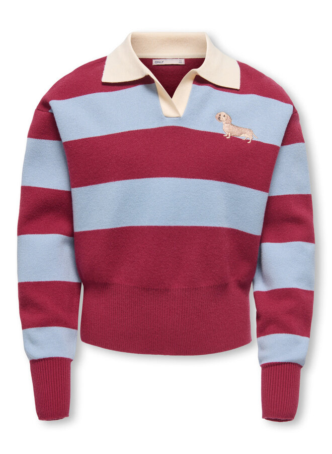 Alvi polo knit - Rumba red/Dusty blue