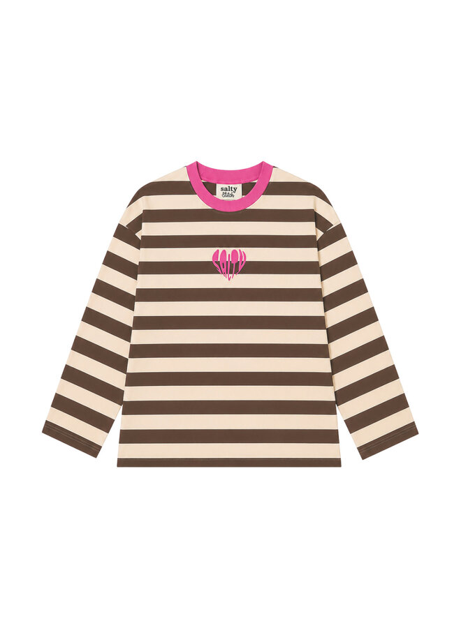 Salty Stitch - Salty skater tee stripes - Beige/Brown