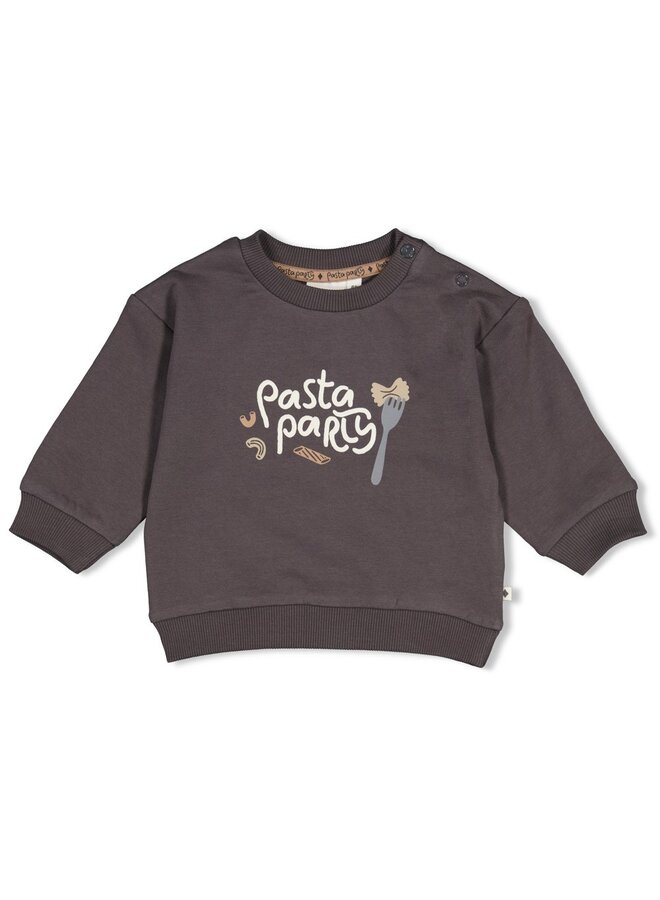 Sweater relaxed fit - Pasta party - Antraciet