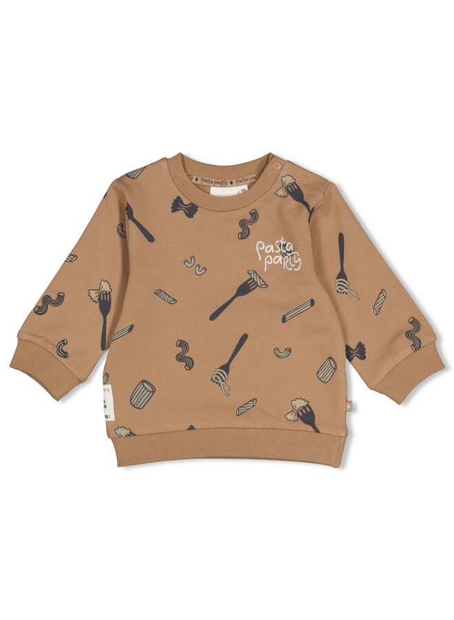 Sweater AOP - Pasta party - Camel