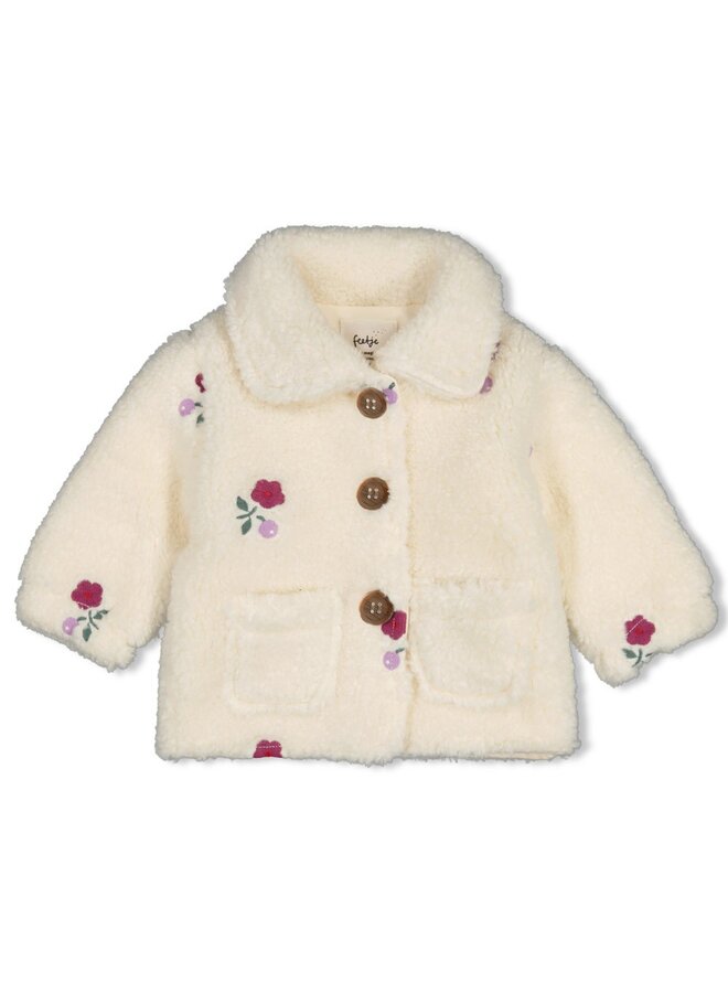 Teddy jasje met borduursels - Afternoon tea - Creme