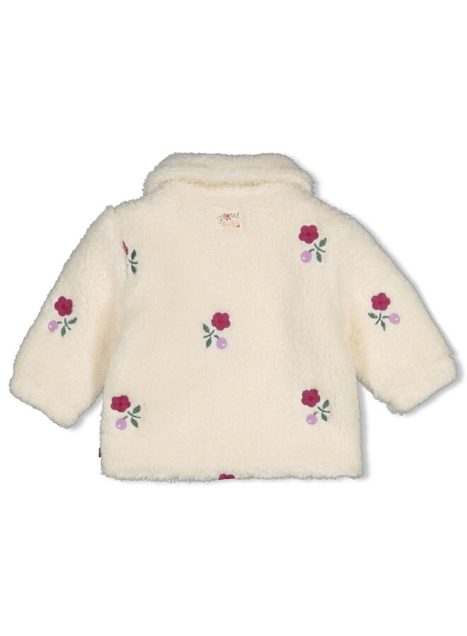 Feetje - Teddy jasje met borduursels - Afternoon tea - Creme