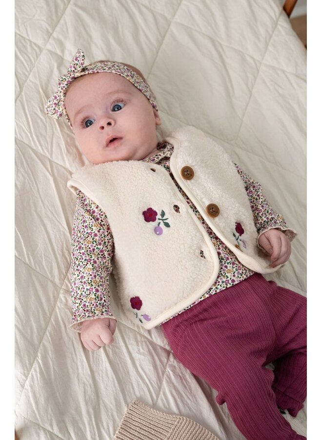 Feetje - Teddy gilet met borduursels - Afternoon tea - Creme
