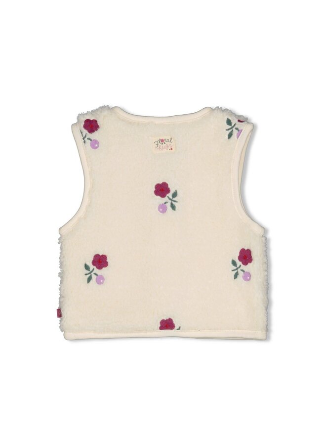 Feetje - Teddy gilet met borduursels - Afternoon tea - Creme