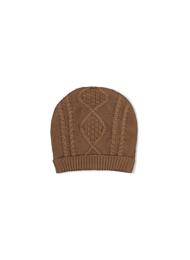 Mutsje gebreid cable-knit - The knits - Bruin