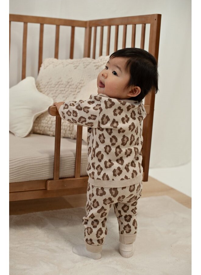 Feetje - Broek gebreid AOP leopard - The knits - Zand