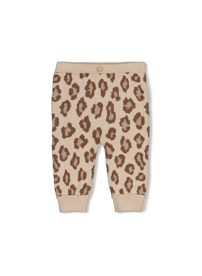 Broek gebreid AOP leopard - The knits - Zand